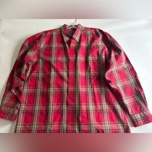 Vintage Pendleton Metro Shirt Mens XL Red Plaid Cotton Button Down #78